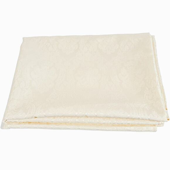 Damask Tablecloth Floral Polyester Cream Easy Care Rectangle 59x83 Dining Meals - Picture 3 of 9
